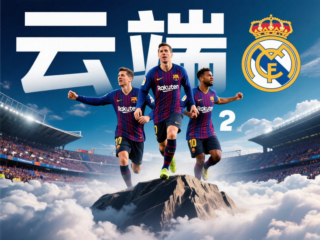 巴萨发布国家德比胜利海报：莱万、亚马尔、拉菲尼亚云端俯瞰荣耀